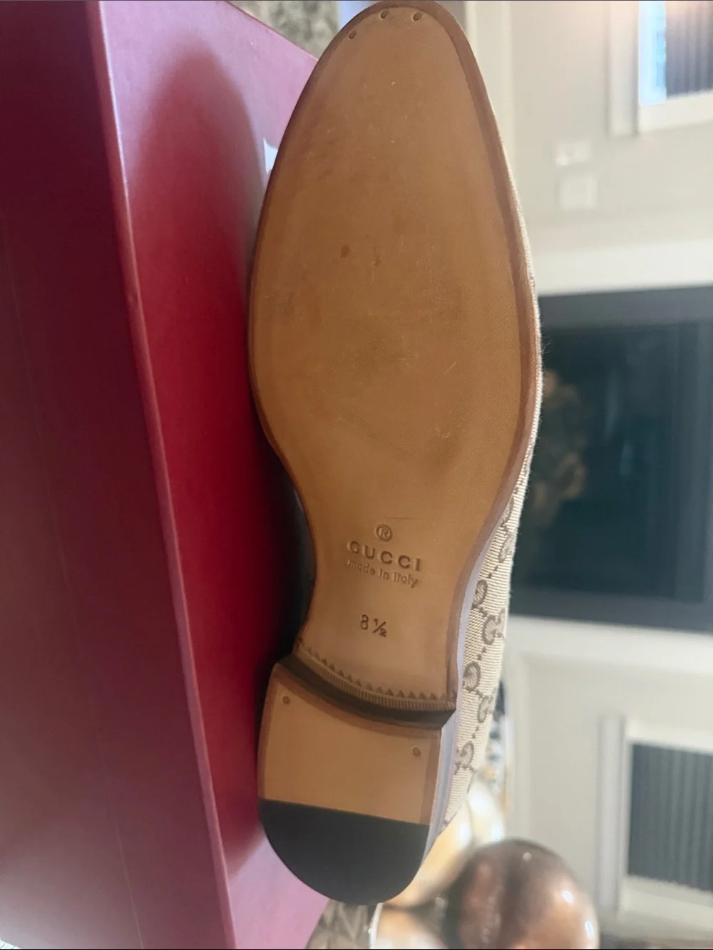Gucci Beige & Brown Monogram Canvas Horsebit Slip-On Loafers